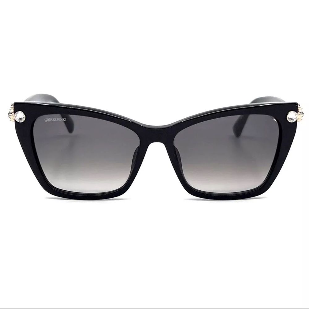 Swarovski SK361 01B Black Cat Eye Plastic Eyeglasses
 Frame 55-15-140 Gem